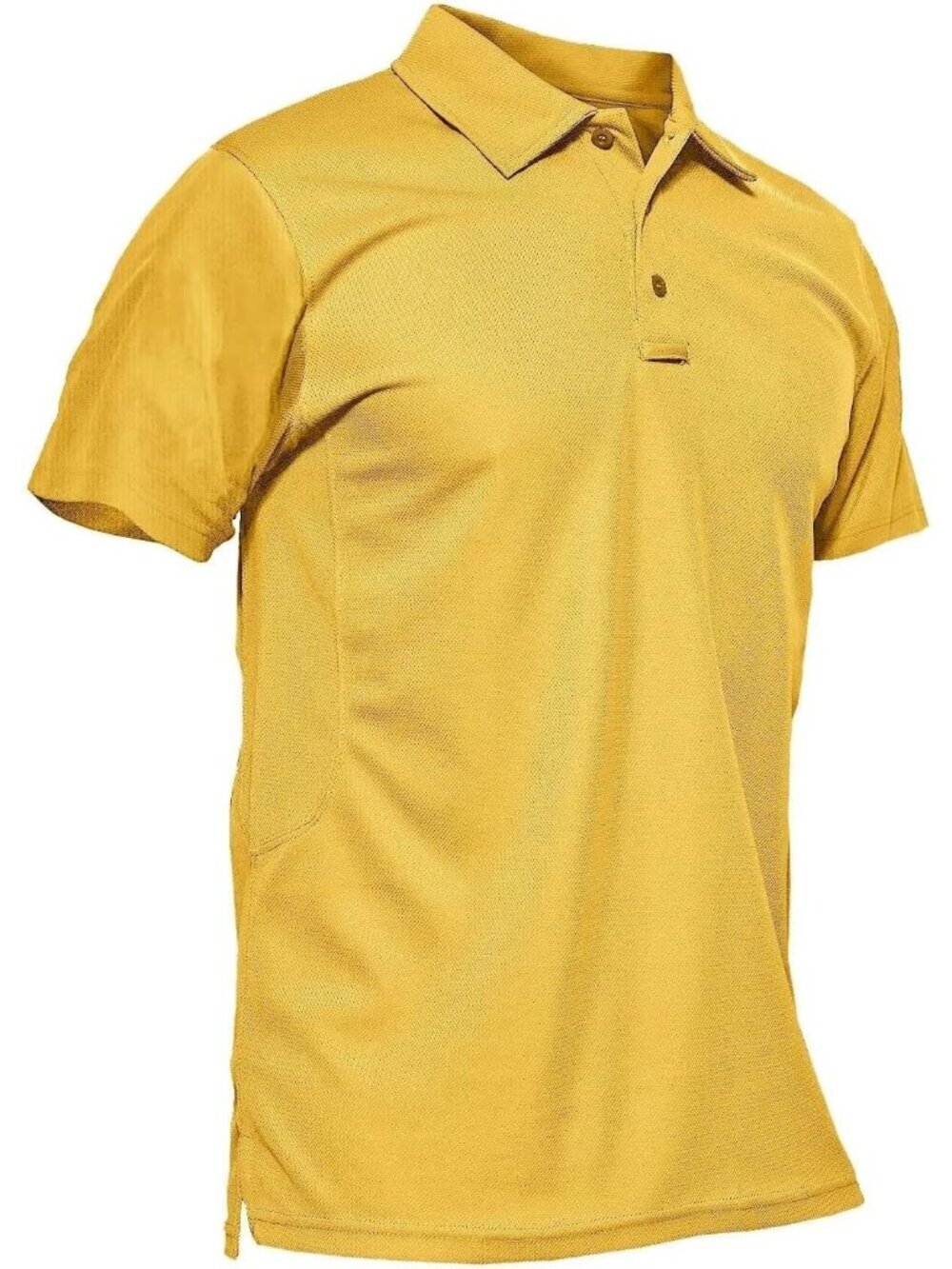 Mens Yellow-short Quick Dry Performance Polo Shirt Short Sleeve Tactical Golf